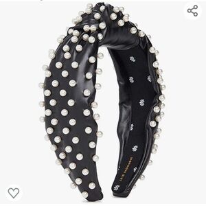 Lele Sadoughi Black Faux Leather Pearl Headband